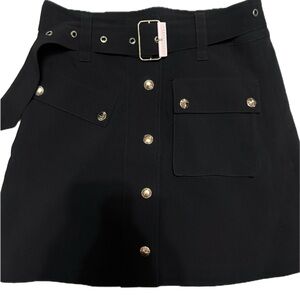 Louis Vuitton Black Mini Skirt with Gold Buttons and Asymmetrical pockets